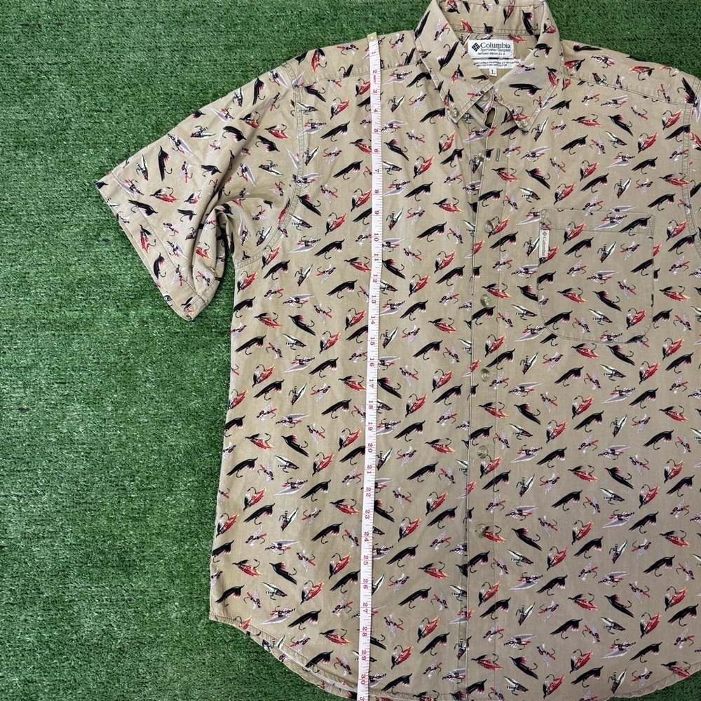 Vintage Columbia Fly fishing lure Patterned Men's Shirt, size Large - Picture 8 of 9